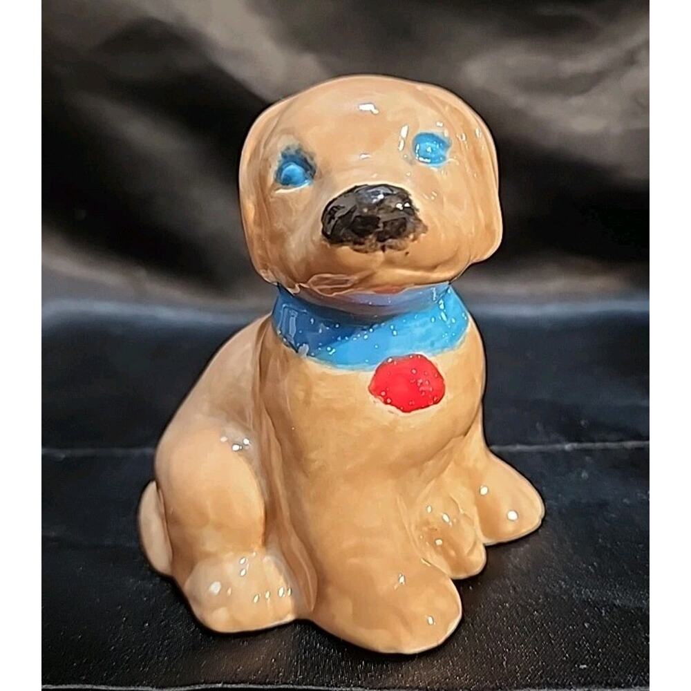 Vntg Hand-painted Ceramic Dog 3" Tall
